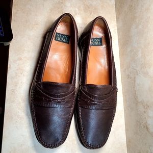 Fancy Leather 9.5 M men's Nunn Bush Leather Loafers Great Cond Brown Dress Shoes